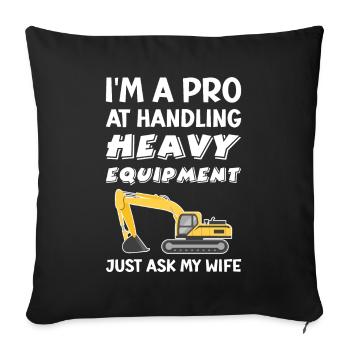 Retro Bagger Spruch Baggerfahrer Baustelle - Sofakissenbezug 45 x 45 cm - Schwarz - Vorne