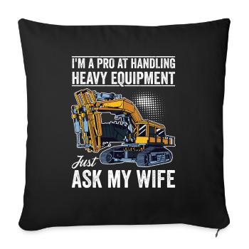 Retro Bagger Spruch Baggerfahrer Baustelle - Sofakissenbezug 45 x 45 cm - Schwarz - Vorne