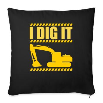 Retro Excavator Slogan Excavator Driver Construction Site - Housse de coussin décorative 45 x 45 cm - noir - Devant