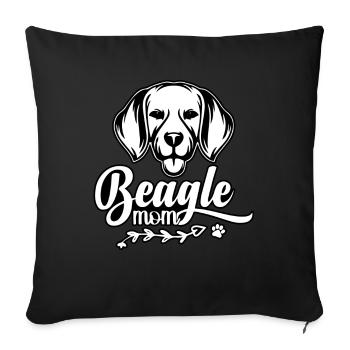 Maman Beagle - Housse de coussin décorative 45 x 45 cm - noir - Devant