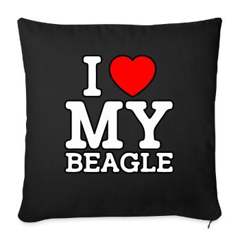 J’aime mon Beagle - Housse de coussin décorative 45 x 45 cm - noir - Devant
