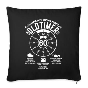 SCHONEND BEHANDELN 60. GEBURTSTAG 1963 OLDTIMER - Sofakissenbezug 45 x 45 cm - Schwarz - Vorne