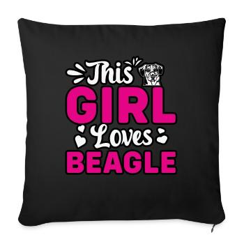Cette fille aime le beagle - Housse de coussin décorative 45 x 45 cm - noir - Devant