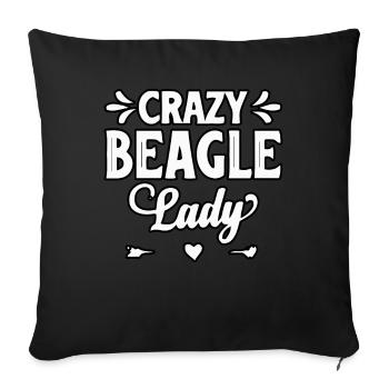 Dame folle beagle - Housse de coussin décorative 45 x 45 cm - noir - Devant