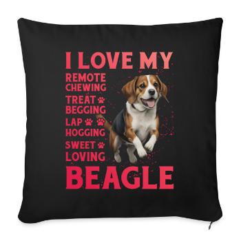 J’aime mon Beagle - Housse de coussin décorative 45 x 45 cm - noir - Devant