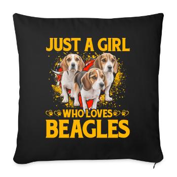 Juste une fille qui aime les beagles - Housse de coussin décorative 45 x 45 cm - noir - Devant