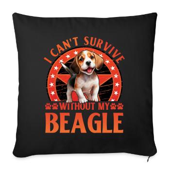 Je ne peux pas survivre sans mon Beagle - Housse de coussin décorative 45 x 45 cm - noir - Devant