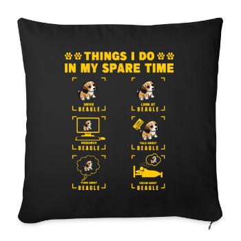 Things I do in my Spare time Beagle - Sofa pillowcase 17,3'' x 17,3'' (45 x 45 cm) - black - Front