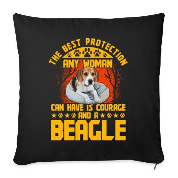 La meilleure protection qu’une femme puisse avoir est un beagle - Housse de coussin décorative 45 x 45 cm - noir - Devant