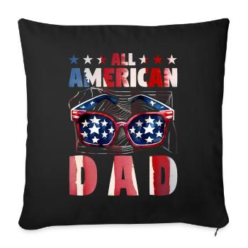 Tout papa américain - Housse de coussin décorative 45 x 45 cm - noir - Devant