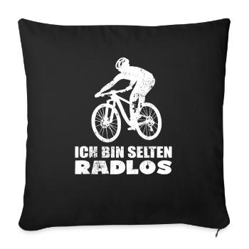 MTB Fahrer Mountainbike Ich Bin Selten Radlos - Sofakissenbezug 45 x 45 cm - Schwarz - Vorne