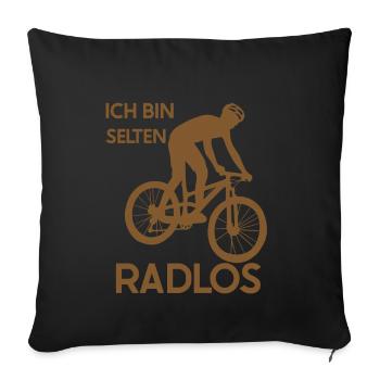 MTB Fahrer Mountainbike Ich Bin Selten Radlos - Sofakissenbezug 45 x 45 cm - Schwarz - Vorne