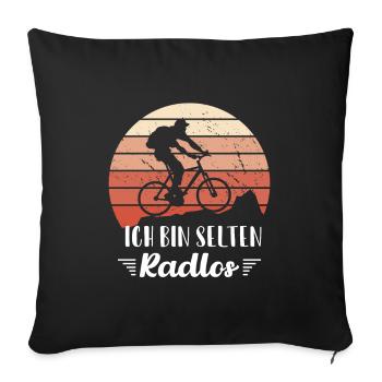 MTB Fahrer Mountainbike Ich Bin Selten Radlos - Sofakissenbezug 45 x 45 cm - Schwarz - Vorne