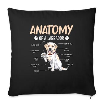 Anatomie du Labrador - Housse de coussin décorative 45 x 45 cm - noir - Devant