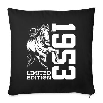 73RD BIRTHDAY HORSE LIMITED EDITION 1953 RIDING - Sofa pillowcase 17,3'' x 17,3'' (45 x 45 cm) - black - Front