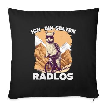 MTB Fahrer Mountainbike Ich Bin Selten Radlos - Sofakissenbezug 45 x 45 cm - Schwarz - Vorne
