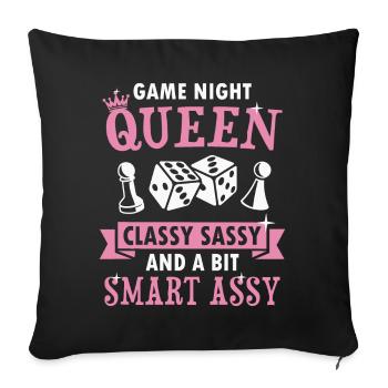 Queen Of Game Night Card Game Broadgame Winner - Sofa pillowcase 17,3'' x 17,3'' (45 x 45 cm) - black - Front