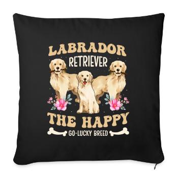 Labrador Retriever la race heureuse et chanceuse - Housse de coussin décorative 45 x 45 cm - noir - Devant