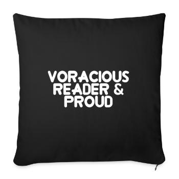 Lecteur vorace & fier - Housse de coussin décorative 45 x 45 cm - noir - Devant