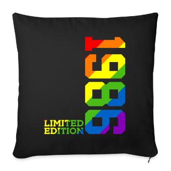 LGBTQ 1986 ARC-EN-CIEL QUEER 39E ANNIVERSAIRE FIERTÉ - Housse de coussin décorative 45 x 45 cm - noir - Devant