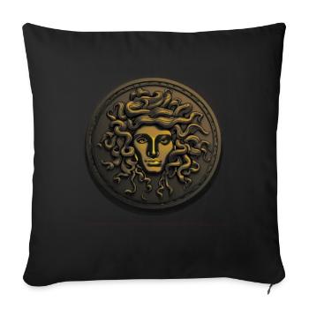 Medusa Head Statue Ancient Greek Coin Myhtology - Sofa pillowcase 17,3'' x 17,3'' (45 x 45 cm) - black - Front