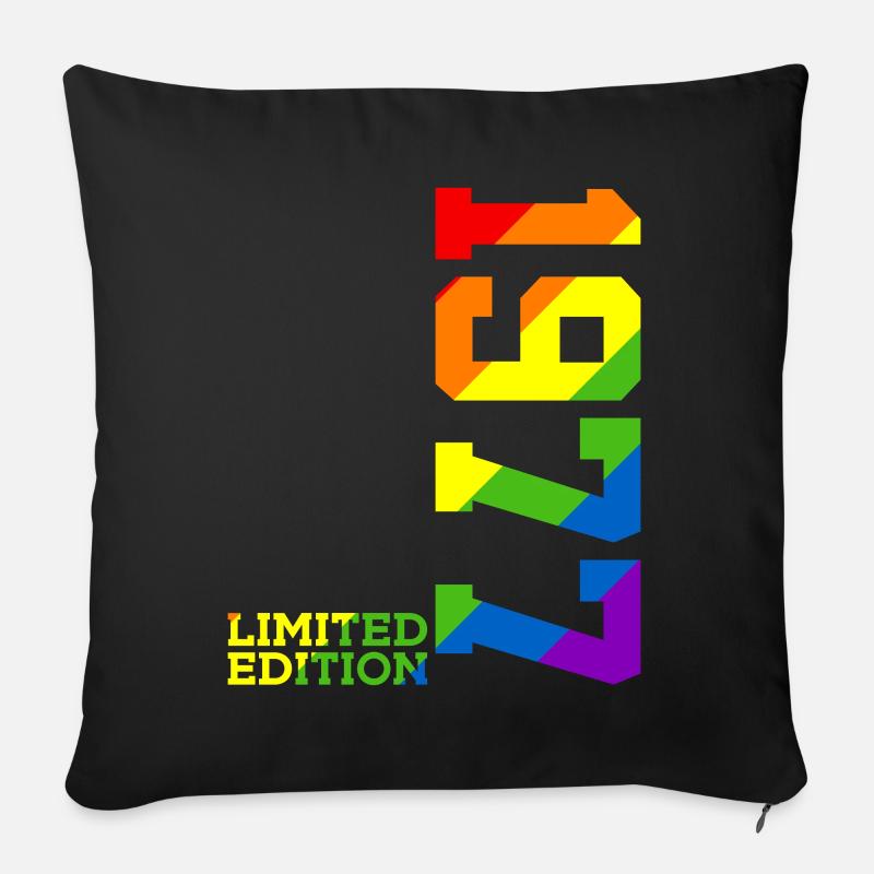 LGBTQ 1977 REGENBOGEN QUEER 49. GEBURTSTAG PRIDE - Sofakissenbezug 45 x 45 cm - Schwarz