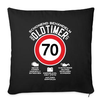 SCHONEND BEHANDELN 70. GEBURTSTAG OLDTIMER - Sofakissenbezug 45 x 45 cm - Schwarz - Vorne
