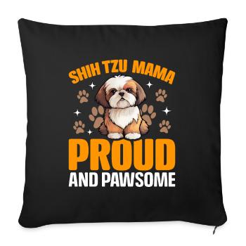 Shih Tzu mama proud and pawsome - Sofa pillowcase 17,3'' x 17,3'' (45 x 45 cm) - black - Front