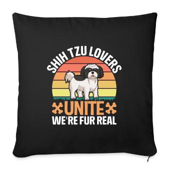 Les amoureux de Shih Tzu s’unissent, nous sommes pour de vrai - Housse de coussin décorative 45 x 45 cm - noir - Devant