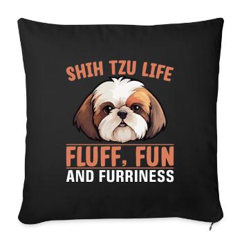 Shih Tzu Life Fluff Fun et fourrure - Housse de coussin décorative 45 x 45 cm - noir - Devant