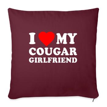 J’aime ma petite amie Cougar - Housse de coussin décorative 45 x 45 cm - bordeaux - Devant