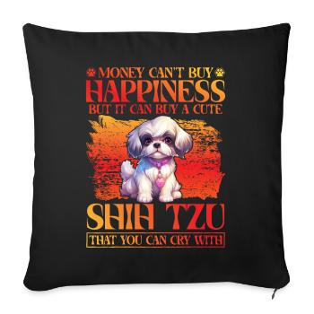 Shih Tzu Drôle de dicton - Housse de coussin décorative 45 x 45 cm - noir - Devant