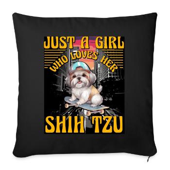Juste une fille qui aime son Shih Tzu - Housse de coussin décorative 45 x 45 cm - noir - Devant