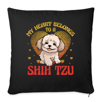 Mon cœur appartient à un Shih Tzu - Housse de coussin décorative 45 x 45 cm - noir - Devant