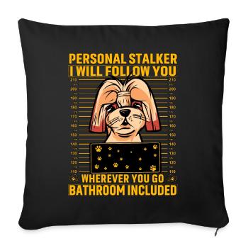 Shih Tzu Stalker - Housse de coussin décorative 45 x 45 cm - noir - Devant