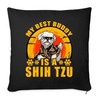 Mon meilleur ami est un Shih Tzu - Housse de coussin décorative 45 x 45 cm - noir - Devant