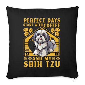 Les journées parfaites commencent avec le café et mon Shih Tzu - Housse de coussin décorative 45 x 45 cm - noir - Devant