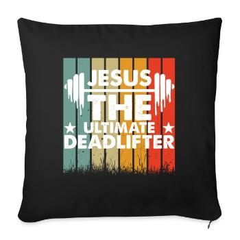 Jésus L’ultime soulevé de terre rétro Jésus - Housse de coussin décorative 45 x 45 cm - noir - Devant
