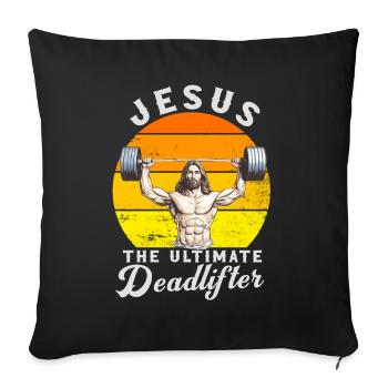 Jésus L’ultime soulevé de terre rétro Jésus - Housse de coussin décorative 45 x 45 cm - noir - Devant