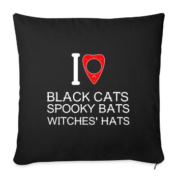 I Love Black Cat Spooky Bats Witches' Hats - Sofa pillowcase 17,3'' x 17,3'' (45 x 45 cm) - black - Front