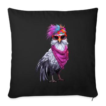 Hippie Chicken Chickens Gift Farmer Mom - Sofa pillowcase 17,3'' x 17,3'' (45 x 45 cm) - black - Front