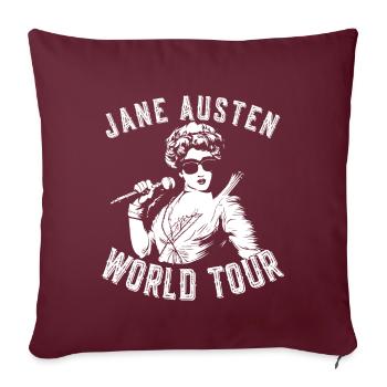 Tournée mondiale de Jane Austen - Housse de coussin décorative 45 x 45 cm - bordeaux - Devant