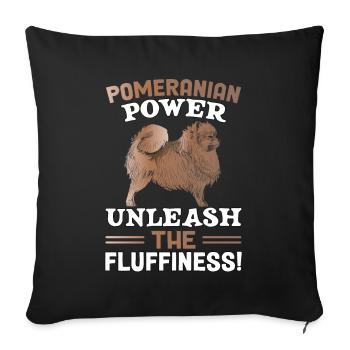 Pomeranian Power unleash the fluffiness - Sofa pillowcase 17,3'' x 17,3'' (45 x 45 cm) - black - Front
