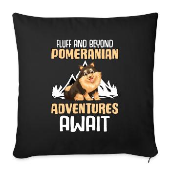 Des aventures en peluche et au-delà de la Poméranie vous attendent - Housse de coussin décorative 45 x 45 cm - noir - Devant