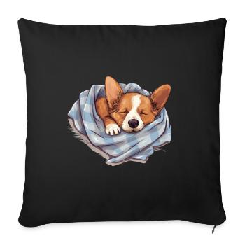 Sleeping Corgi Dog Dog Friend - Sofa pillowcase 17,3'' x 17,3'' (45 x 45 cm) - black - Front