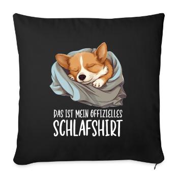 Offizielles Schlafshirt Corgi Pyjama Oberteil - Sofakissenbezug 45 x 45 cm - Schwarz - Vorne