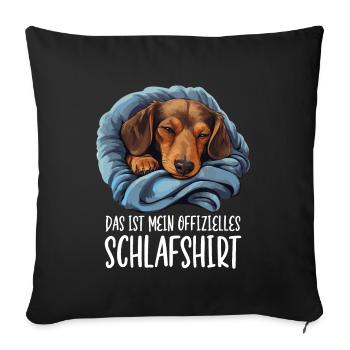 Offizielles Schlafshirt Dackel Pyjama Oberteil - Sofakissenbezug 45 x 45 cm - Schwarz - Vorne