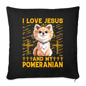 I love Jesus and my Pomeranian - Sofa pillowcase 17,3'' x 17,3'' (45 x 45 cm) - black - Front