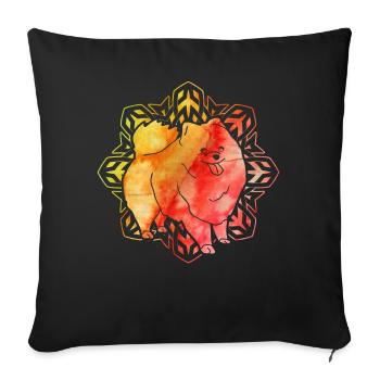 Pomeranian Zwergspitz - Sofakissenbezug 45 x 45 cm - Schwarz - Vorne