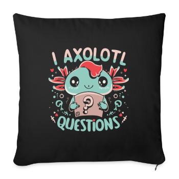 I Axolotl Questions Rétro Drôle Cadeau - Housse de coussin décorative 45 x 45 cm - noir - Devant